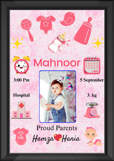 Baby Girl Photo Frame With All Birth Details | Best Gift